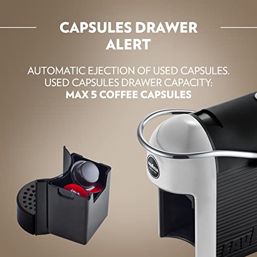 Image of Lavazza, A Modo Mio Jolie, Coffee Capsule Machine, Compatible with A Modo Mio Coffee Pods, Quiet, with Removable Cup Rest, Automatic Shut-Off, Washable Components, 1250 W, 220-240 V, 50-60 Hz, White
