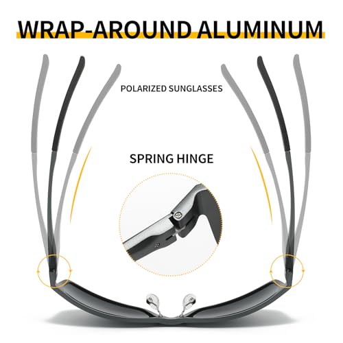 Mens Sunglasses Polarized UV400, Metal Frame for Driving Fishing Sports, Carbon Fiber & Al-Mg Ultralight3