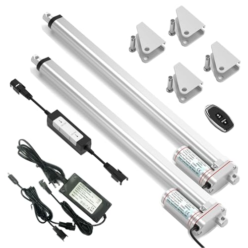 2Packs 16 Inch Linear Actuator Kit 12V 1500N/330lbs Maximum Lift with Remote Controller&Mounting Brackets& Dual Adapter Cable for Lifting&Pushing
