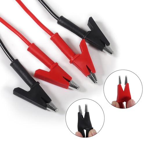 Image of 4pcs Alligator Clips Electrical Test Leads Dual Ended Crocodile Wire Cable Double-Ended Alligator Clip Test Leads Jumper Wire for Electrical Test (2 Red+2 Black)