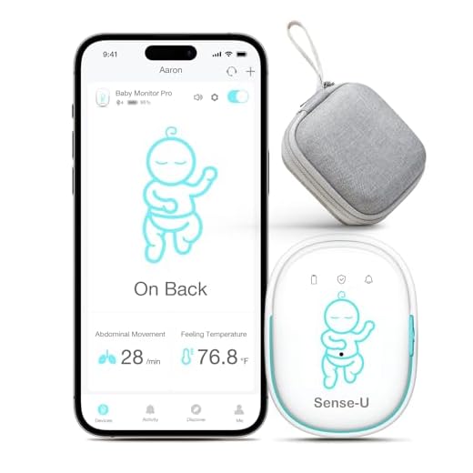 Sense-U Baby Breathing Monitor - Tracks Baby's Breathing Movement, Temperature, Rollover and Sleeping Position for Baby Safety with Audio Alarm on Smartphones, Green