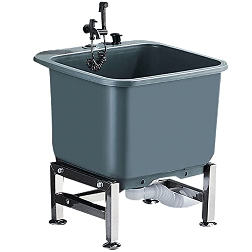 SaryEdge Freestanding Floor Mop Sink Basin Tub with Fau for Indoor Outdoor Use Ideal for Restaurant & Laundry Room 40cm Slop Sink & Mop Bucket,#2-40cm(15.7in),#2-40cm(15.7in)