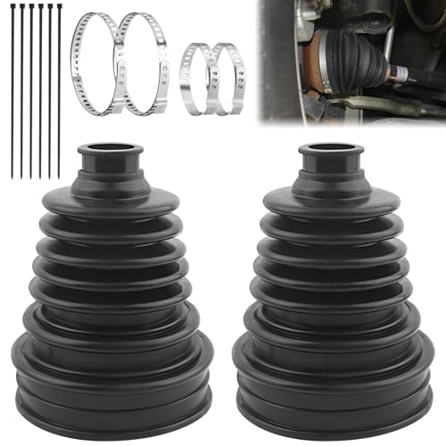 2 Stück Achsmanschette Universal Set Flexibles Silikon Antriebswelle Schutzkit mit Manschetten Edelstahl Klemmen & Kabelbindern Staubdichtes Faltenbalg Set für Auto-Reparatur