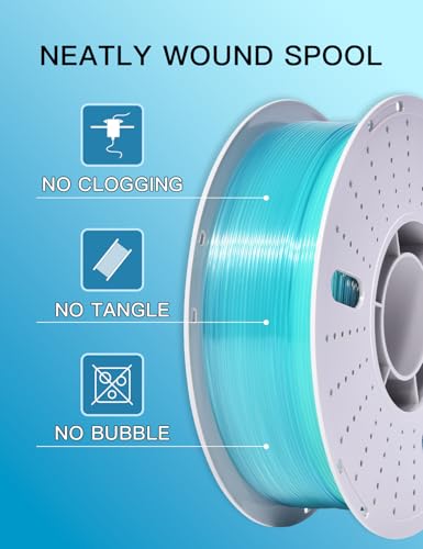 Image of PINBALL PETG Rainbow Clear 3D Printer Filament 1.75mm, Multicolor Translucent PETG Filament, Accuracy + /- 0.02 mm, 1kg Spool (2.2lbs), Glass Blue