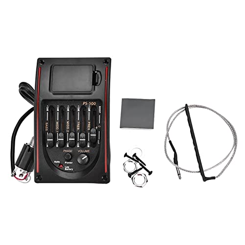 DIMENSIONE COMPATTA: l'equalizzatore pickup a 5 bande ha dimensioni compatte e peso leggero, che è un ottimo accessorio per le chitarre acustiche.