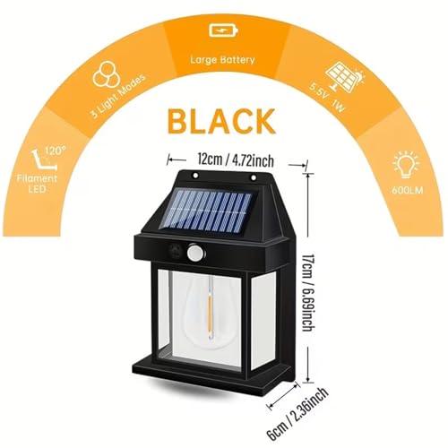 Image of Oblivion Solar Light - Waterproof Wall Light Outdoor, Wireless Dusk to Dawn LED Porch Lantern with 3 Lighting Modes, Solar Power Exterior Lamp for Garden, Balcony, Pathway & Home Lighting (Pack of 1)