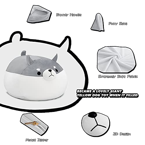 cuebear Stuffed Animal Storage Bean Bag Chair Cover for Kids Grey Shiba Inu Dog Bean Bag Chair for Girls Large Size Toy Organizer Cover Only Without Filling cuebear Stuffed Animal Storage Bean Bag Chair Cover for Kids Grey Shiba Inu Dog Bean Bag Chair for Girls Large Size Toy Organizer Cover Only Without Filling