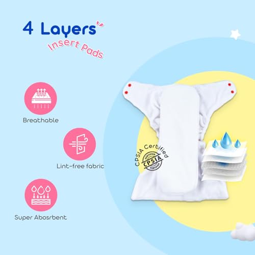 Image of Bumtum Cloth Diapers for Babies 0 to 3 Years | Pack of 2 with Inserts | Reusable Diaper for New Born Baby, Cloth Diapers, 5hrs Absorbency, Freesize, Washable, Cotton, Extra Soft (Pink)