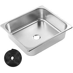 Fregadero Caravana Con Tapa Fregadero para Caravana, Fregadero de Cocina de Acero Inoxidable de 330x300x100 Mm, Fregadero bajo Encimera, Fregadero Cuadrado de un Solo Tazón con Drenaje de 40 Mm para Cocina