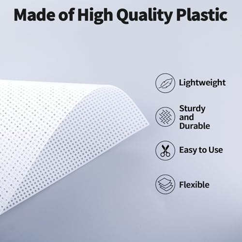 Image of 2 PCS 7 Count Plastic Mesh Canvas, 10.5 X 13.5 Inch Embroidery Knit Crochet Eye Mesh, for Embroidery, Acrylic Yarn Crafting, and Make Dividers (White)