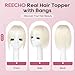 REECHO Human Hair Toppers with Bangs, Thick Hair Volume Topper Hairpiece for Women Real Human Hair Extensions for Daily Wear, Yellow White