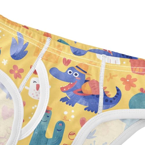 KLL Cute Cartoon Crocodile Alligator Toddler Boys' Comfort Briefs Breathable Children Undies4