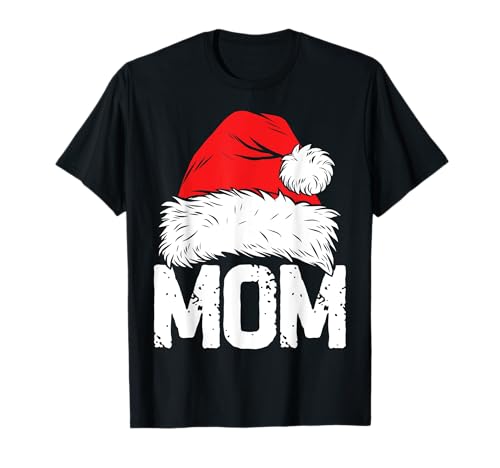 Mom Santa Christmas Family Matching Pajamas Mama Xmas Mother Maglietta