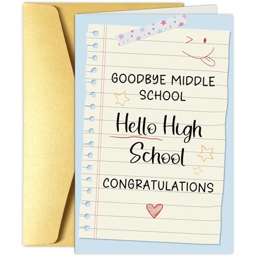 Obbyidk Middle School Graduation Card, Congratulations Cards for Eighth-grade Student, 8th...