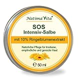 SOS intensive Salbe mit 10% Ringelblumenextrakt - 50 ml, Ringelblumensalbe gegen Hautirritationen, trockene und rissige Haut, Intensive Hautpflege - Calendula salve