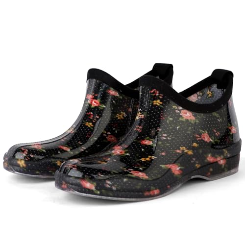 DaeRainy Womens Rain Boots Ankle Waterproof Garden Rainboot