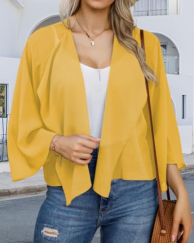 Image of Womens Summer Tops Short Shrugs Kimono Cardigans Casual Chiffon Bolero Jackets 2026