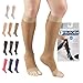 Truform Sheer Compression Stockings, 15-20 mmHg, Women's Knee High Length, Open Toe, 20 Denier, Beige, Medium
