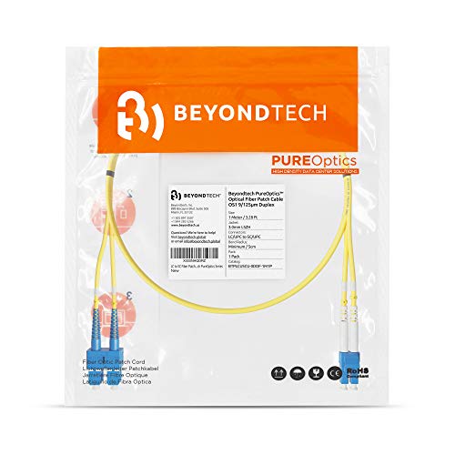 Image of SC to SC Fiber Patch Cable Single Mode Duplex - 1m (3. 28ft) - 9 /125 OS1 - Beyondtech PureOptics Series