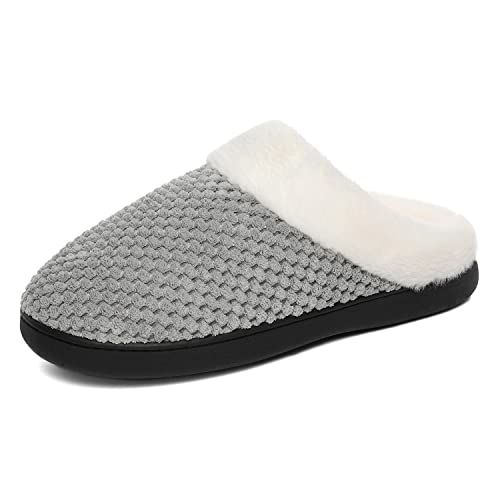 Mishansha Hausschuhe Damen Warme Plüsch Slippers Herren Memory Foam...