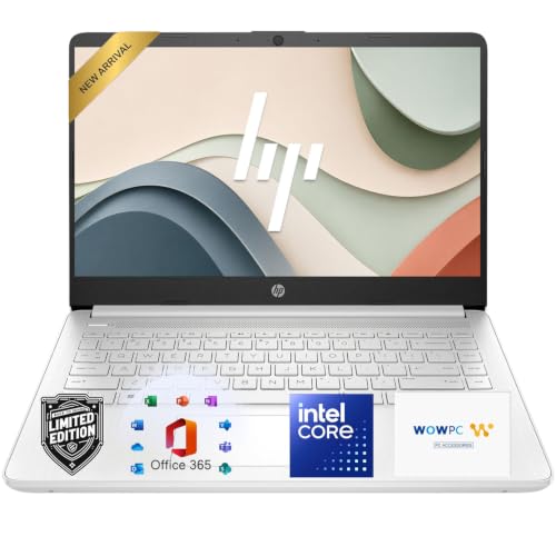HP 14 Essential Laptop Computer, 4GB RAM, 128GB SSD, Intel N150 CPU, Thin, Portable Design, Long Battery Life, Windows11 with Microsoft 365