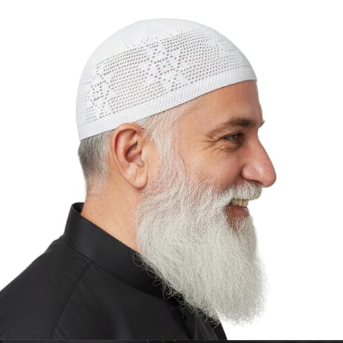 ZOAS Islamic Muslim Cap For Men's made by Hand With Thread Full Strechable In 100% Cotton Cloth With Star Design (FREE SIZE)