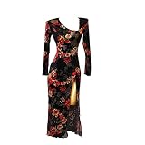 LIUHUO Chinese Retro Pattern Cheongsam Latin Dance Dress Women's Show Party Metallic