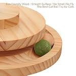 Cat Puzzle Feeder, Interactive Cat Toy with Treat Dispenser & Roller Track Ball, Wooden Slow Feeder Ball for Indoor Cats, 3-in-1 Food Puzzle Toy for Mental Stimulation - Image 3