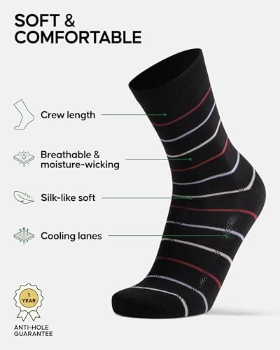 Image of DANISH ENDURANCE Crew Dress Socks, Viscose From Bamboo, 3 & 6-Pack