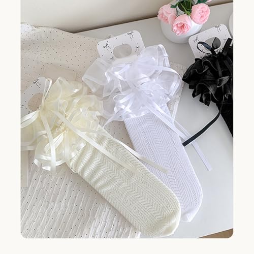 Girls Decorative Lace Knee Socks Breathable Fabric Elasticized Socks Stackable Design Sweet Fashion Seasonal Wear3