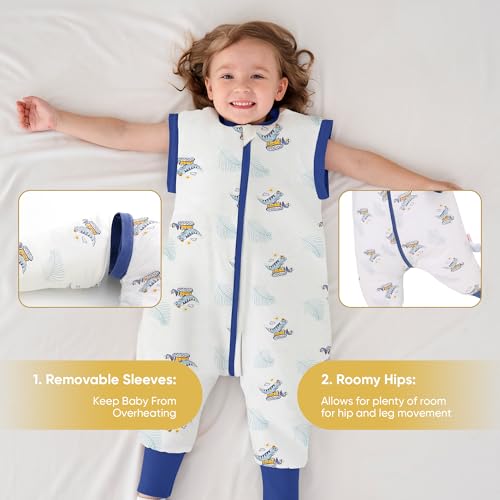 Image of LAT Winter Baby Sleep Bag with Feet,3-way zip Wearable Blanket with Removable Sleeves,Warm Sack for Toddler 2.5 TOG