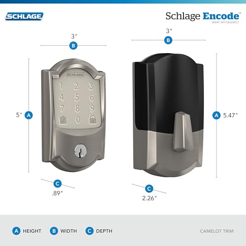 Schlage Encode Smart WiFi Deadbolt Lock for Front Door - Keyless Entry with App or Touchscreen - Works with Alexa, Hey Google, & Airbnb - Create Codes for Guests - Satin Nickel Silver - Image 4
