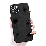 OOK iPhone 15用ブラックフローラルケース[MagSafe対応]、かわいいヒマワリフローラルブルームズデザインソフトTPU耐衝撃保護レディースガールズスリム磁気電話カバー