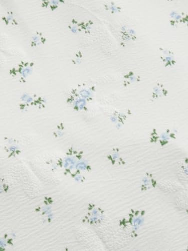 CIDER Polka Dot Midi Dress Short Sleeve High Waist V-Neck Button Floral Vintage A Line4