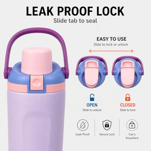 Image of Rioware 900ml Vacuum Insulated Tumbler with Flip Cap | 304 Grade Steel | 8 Hrs Hot & 14 Hrs Cold | Leakproof Travel Coffee Mug | Large Capacity Water Bottle with Handle | BPA Free- Purple