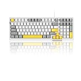 Compact 80% Mechanical Gaming Keyboard,Hot-Swappable Keyboard with 98-Key Design and 114 keycaps Anti-Ghosting Gaming/Office Keyboard with Red Switches for Windows Mac PC(Grey White,Red Switches)