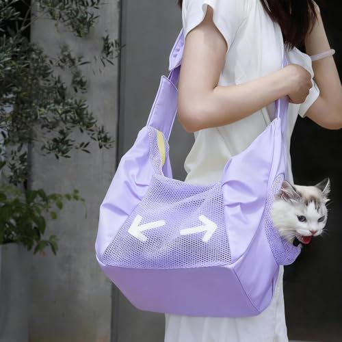 Bolso transportador para gatos grande con ventanas de malla transpirable para coche 7