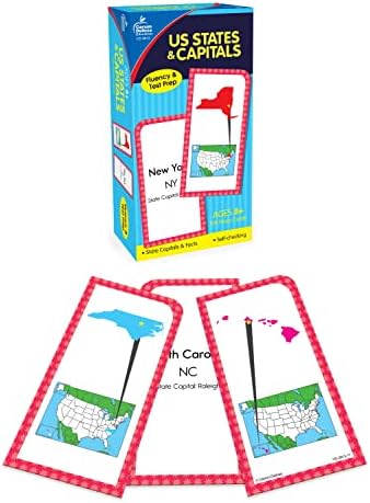 Carson Dellosa States and Capitals Flash Cards for Kids Ages 8+, Geography Flash Cards with US History, Fun Facts, and Geography Kids Flash Cards, Grade 3, Grade 4 and Grade 5