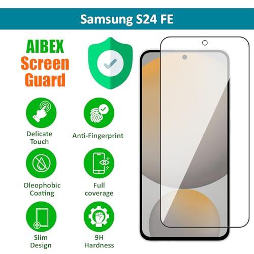 Image of AIBEX Tempered Glass for Samsung S24 FE /Samsung A36 5G / Samsung A56 5G|9H Hardness|Anti-Glare & Anti-Fingerprint|Water Resistant|Edge-to-Edge Full Screen Protector|Bubble-Free Installation