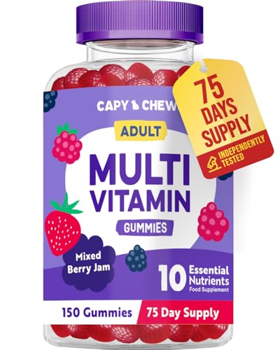 Multivitamin Gummies for Adults 150 Gummies - 2.5 Month Supply - Advanced 10 Essential Vitamin Complex - Immune & Energy Support - Chewable Multivitamins for Men & Women - Mixed Berry Jam Flavour