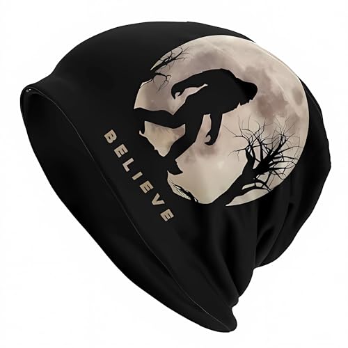 Divertido gorro holgado de luna llena Sasquatch para hombres y mujeres, hip-hop, gorro holgado de cráneo a la moda, Funny Bigfoot Sasquatch Luna llena, talla única