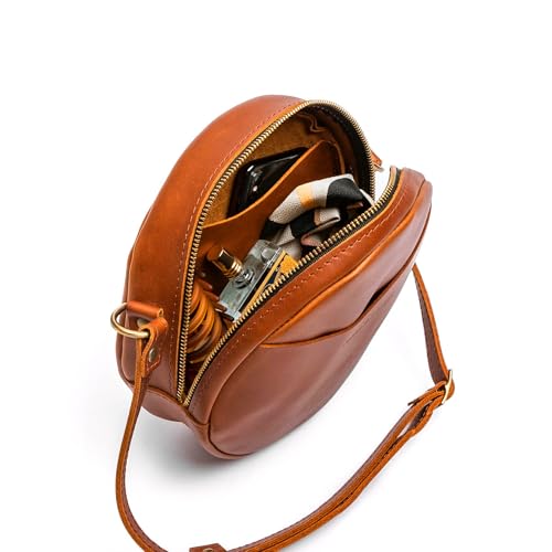 Image of Portland Leather Goods Circle Crossbody Bag for Women - Handmade from the Finest Full-Grain Hides