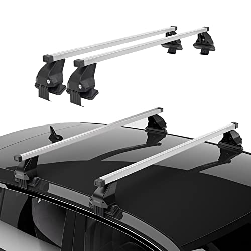 Barres de Toit Transversales Menabo - Compatible avec Kia Picanto 2017-2020 - Galerie de Toit - Porte-Bagages Porte-vélos de Toit - Pièce de Toit en Acier 2X - Capacité de Charge 50 kg