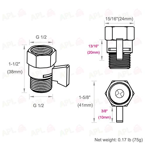 Shower Water Flow Restrictor, APLusee Brass Pressure Regulator Cut off Control Valve with Adjustable On Off Switch Handle for Universal Shower Head and Arm, Brushed Nickel