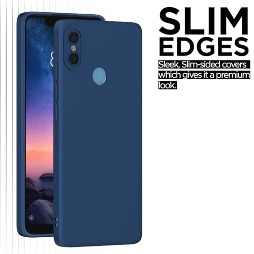 Image of Outlouders Back Cover for Redmi Note 6 Pro | Camera Protection | Durable Soft Matte Silicone Bumper Case (Blue)