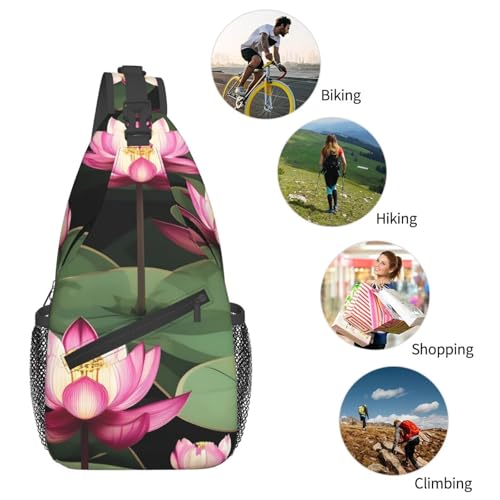 Bolso bandolera con estampado de flores Asian Lotus negro miniatura 6