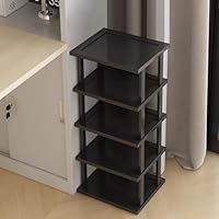 Vertical Shoe Rack - Tall Narrow Shoe Rack Organizer for Small Spaces,5 Tier Bamboo Shoen Shelf for Entryway,Closet,Corner,Doorway,Skinny Shoe Shelf Space Saving Shoe Storage,Free Stackable DIY