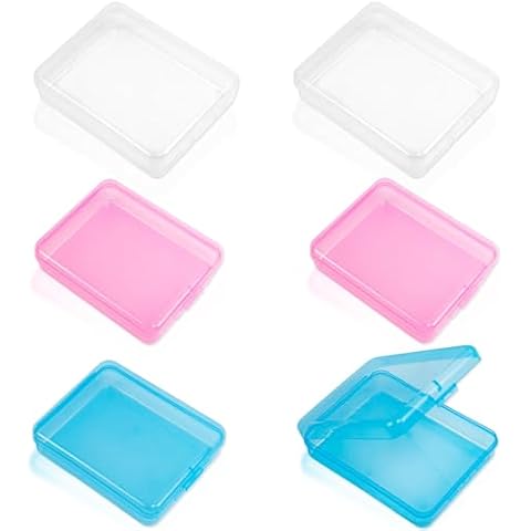 Binxus 6 Pcs Mini Transparent Plastic Storage Containers Box Portable Travel Cotton Pad Holder Small Cosmetic Pad Cotton Ball Holder Dispenser for Cotton Rounds, Swabs, Floss (3 Colors) Cover