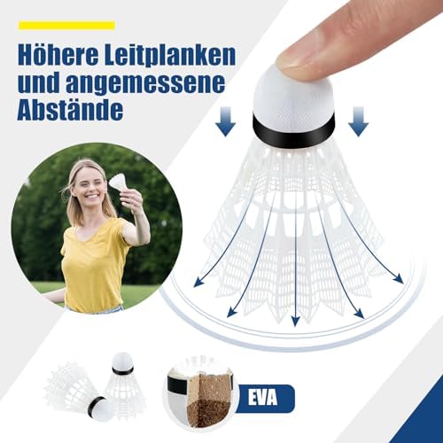 Rete per volani con supporto, rete da badminton, regolabile in altezza, con 2 volani e borsa per il trasporto, supporto a rete portatile, per badminton, tennis, pallavolo (420 cm)
