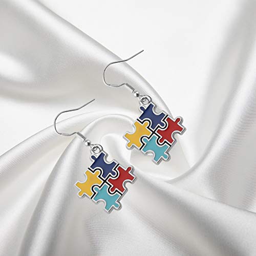 Autism Awareness Puzzle Lariat Earring Motivational Autism Gift (earring)3
